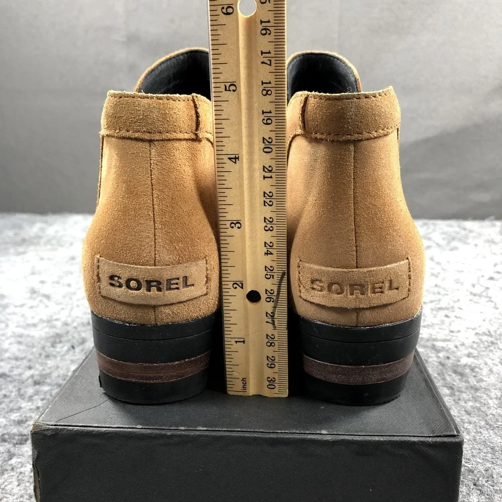 Sorel Lolla II Boots Womens 7 Brown Suede Pull On Ankle Booties Heel NL2809-224
